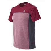 New Balance Men'sTech Run SS Top Garnet with Gray M85z8793